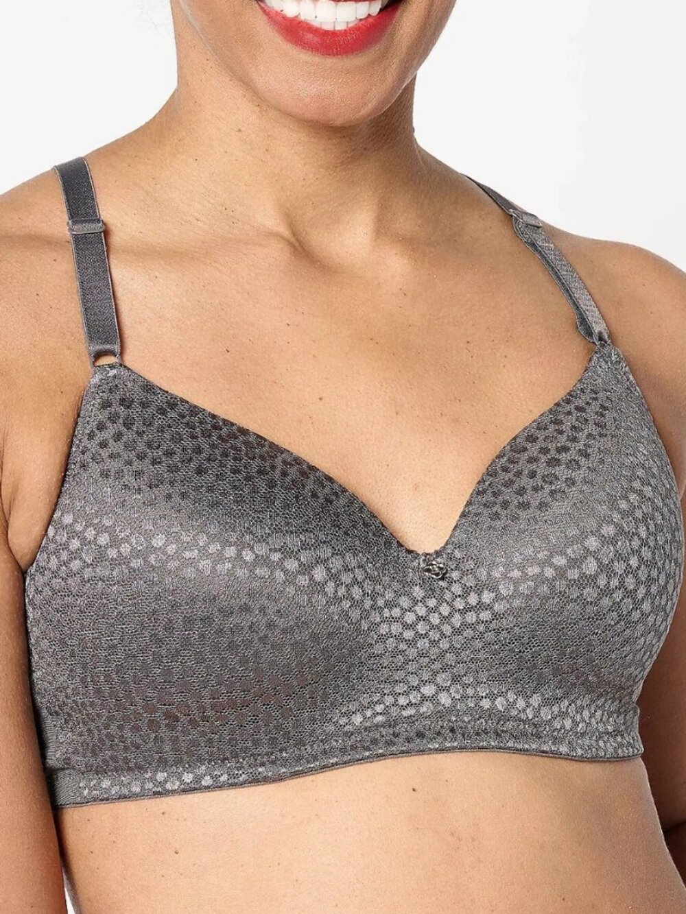 Breezies Diamond Shimmer Wirefree T-Shirt Bra 40DDD Graphite